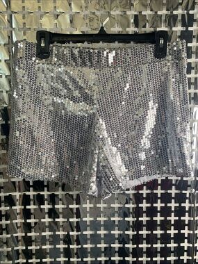 Spirit Silver High-Waist Sequin Shorts